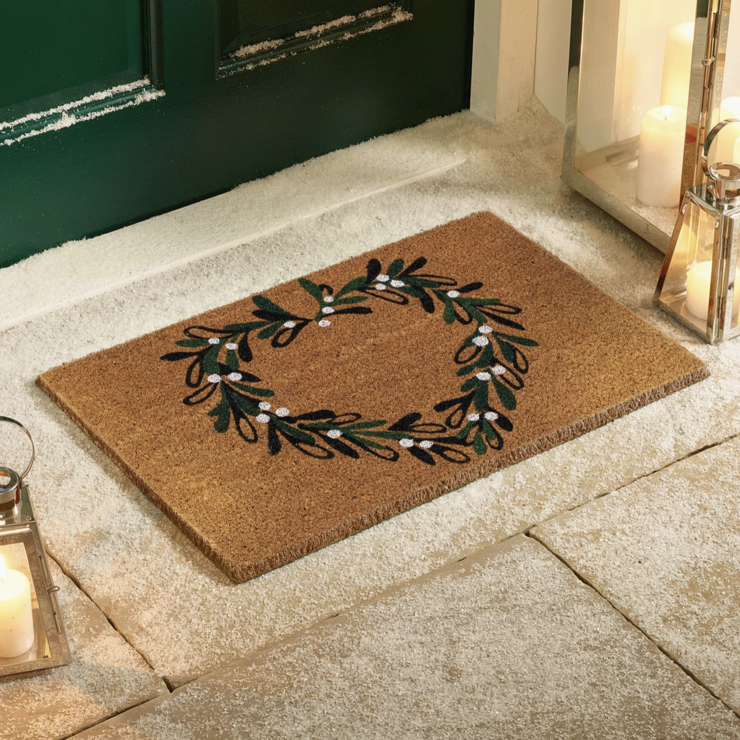 Lord Of Rugs My Printed Mistletoe Heart Non Slip Plain Doormat - Neutral