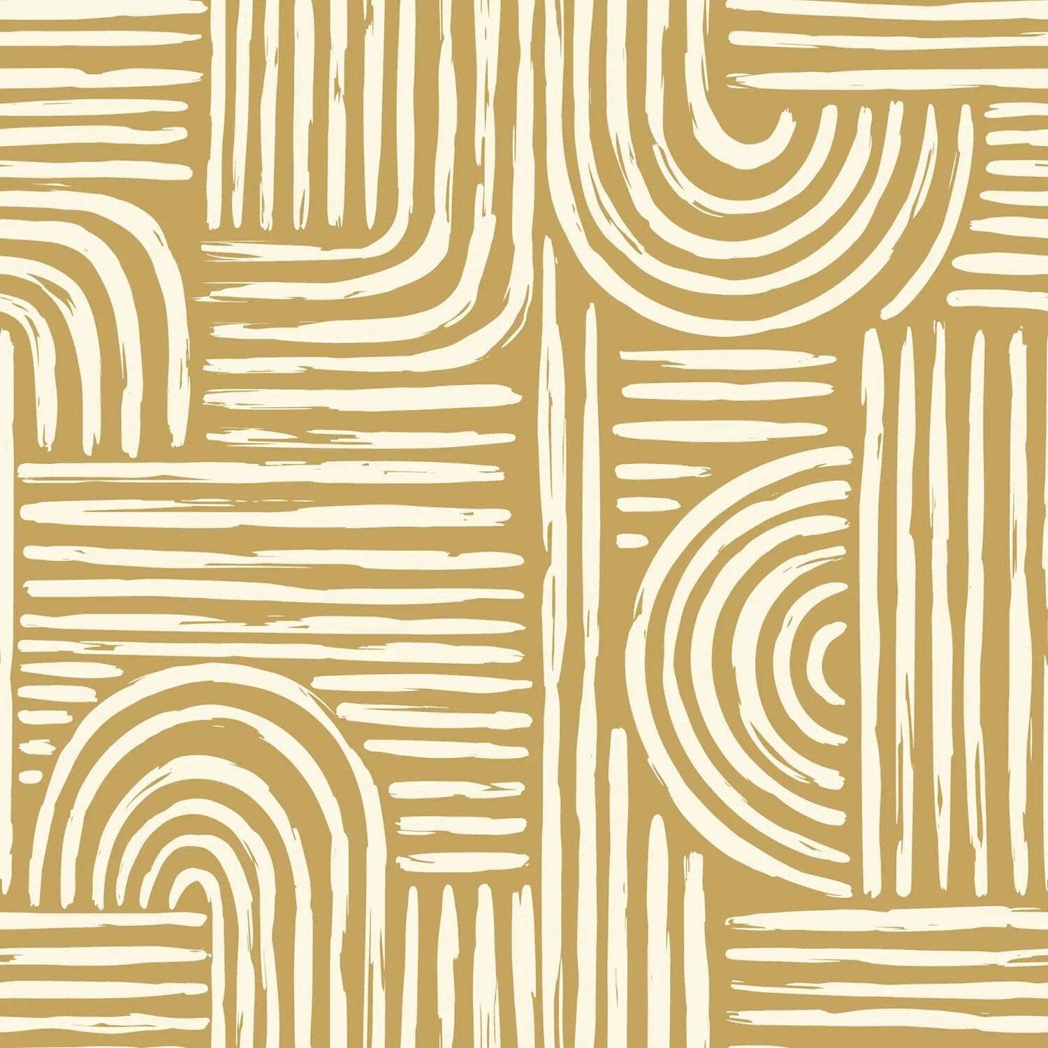 I Love Wallpaper Raffia Curves Wallpaper Sample, Mustard