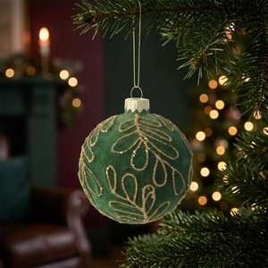 Flocked Beaded Leaf Bauble