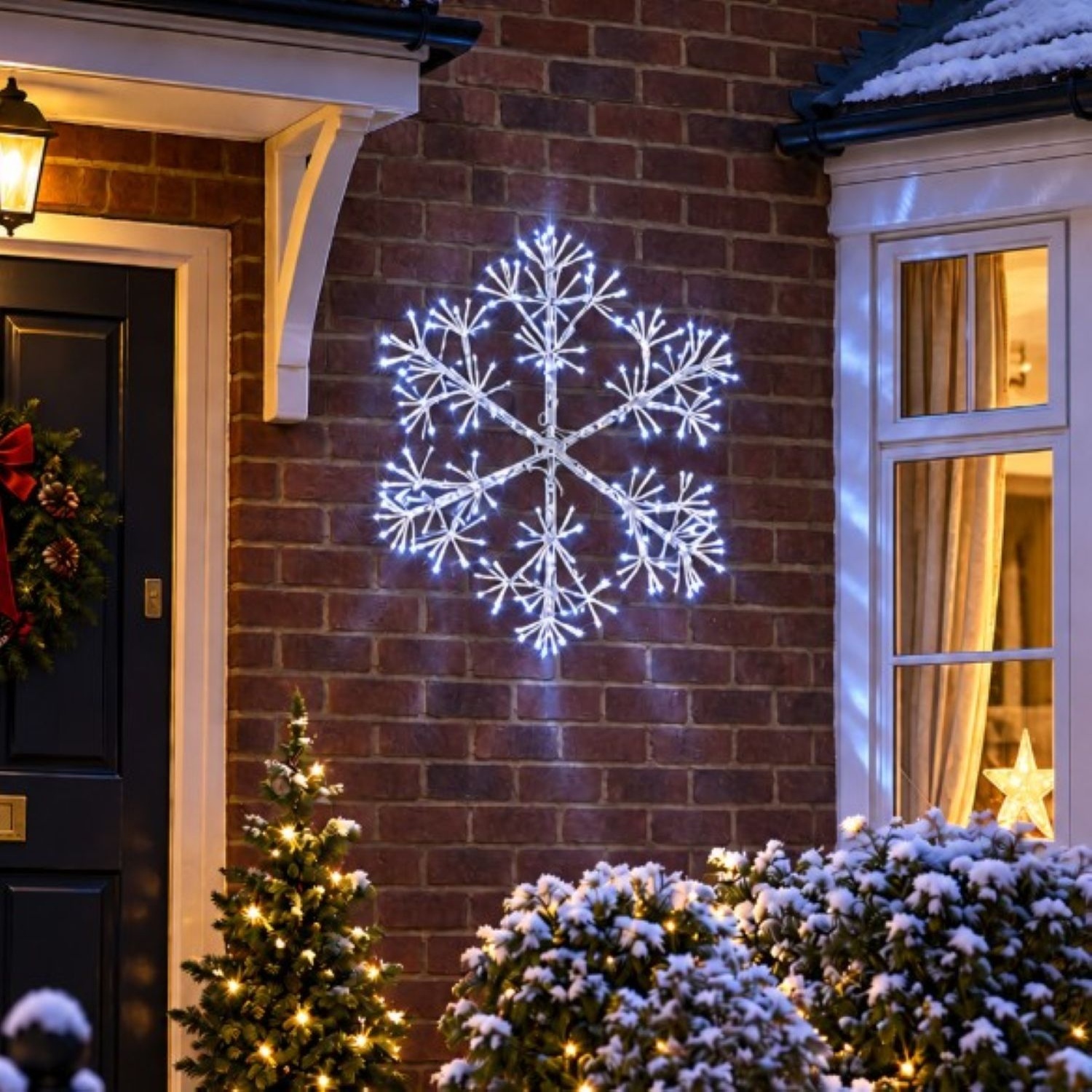 60cm Bright White Starburst Snowflake Christmas Light, 300 LED Twinkle, Timer - Image 4