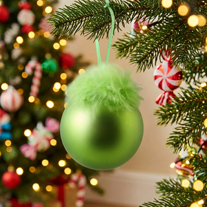 Green Pack of 6 Fluffy Grumble Baubles shot 21830069