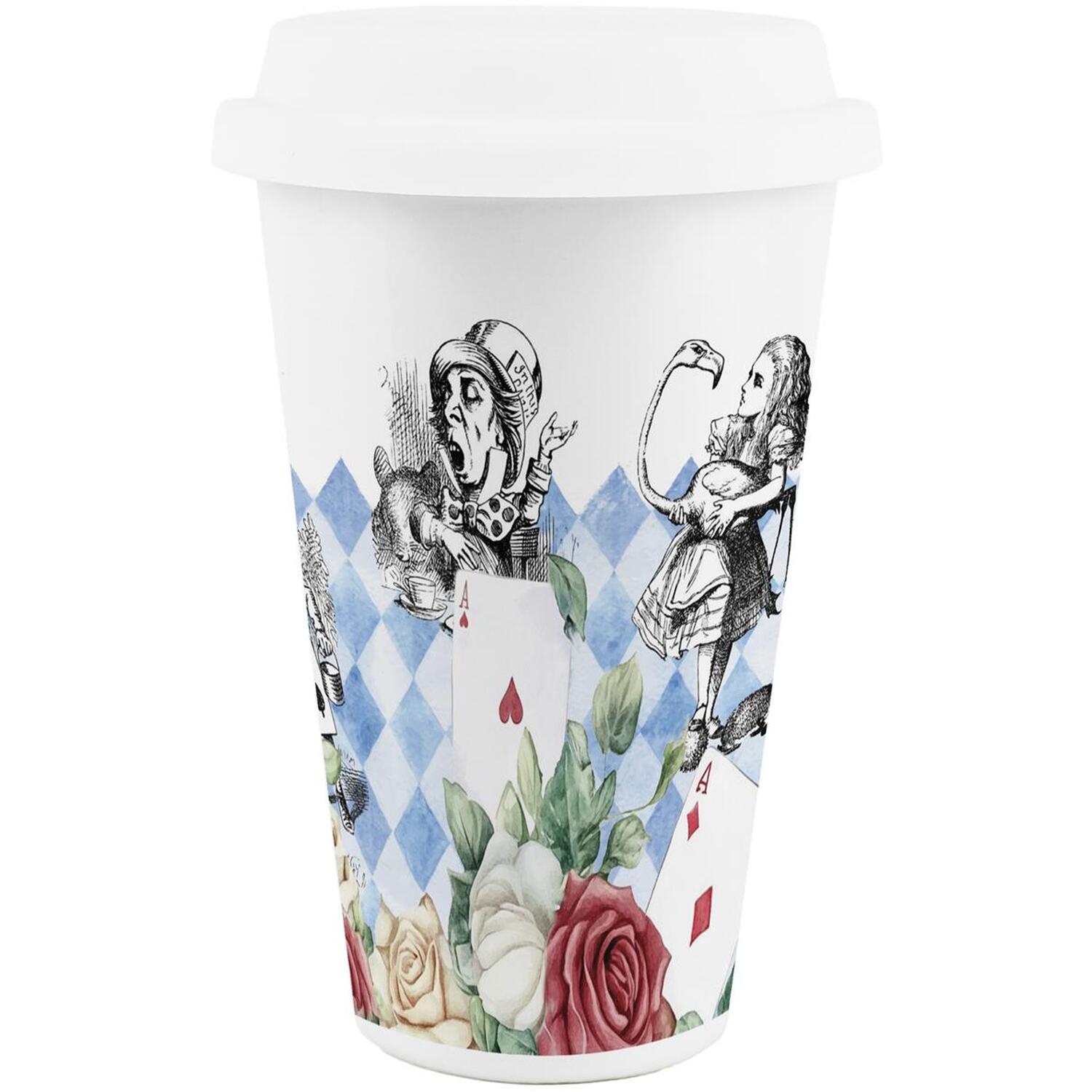 B&Q -  Alice's Adventures In Wonderland Travel MugCeramic Reusable Insulated Drinks Cup Gift 300Ml - Image 3