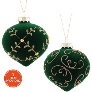 Velvet Decorative Bauble Green