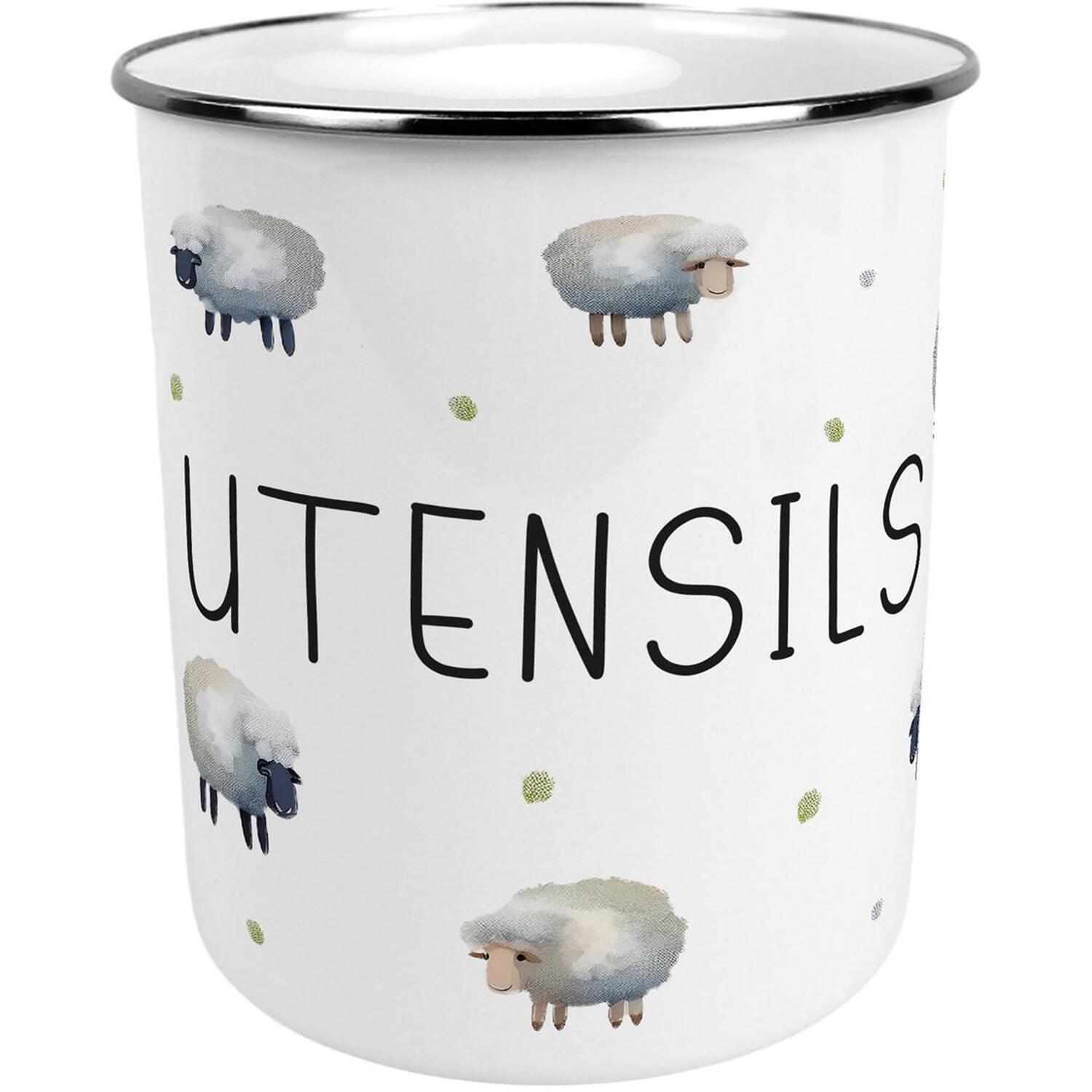 B&Q - Spring Sheep Large Metal Kitchen Utensil Pot - Image 2