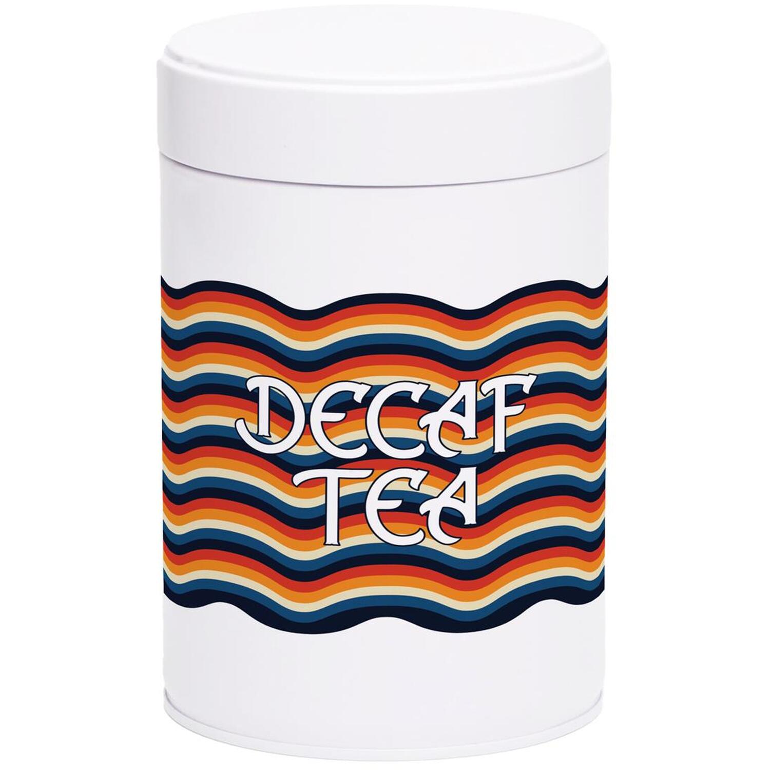B&Q - Retro Waves Decaf Tea CanisterColourful Rainbow Stripes Home GiftsWhite Screw Top Lid Kitchen Storage Container 750Ml Gift - Image 2