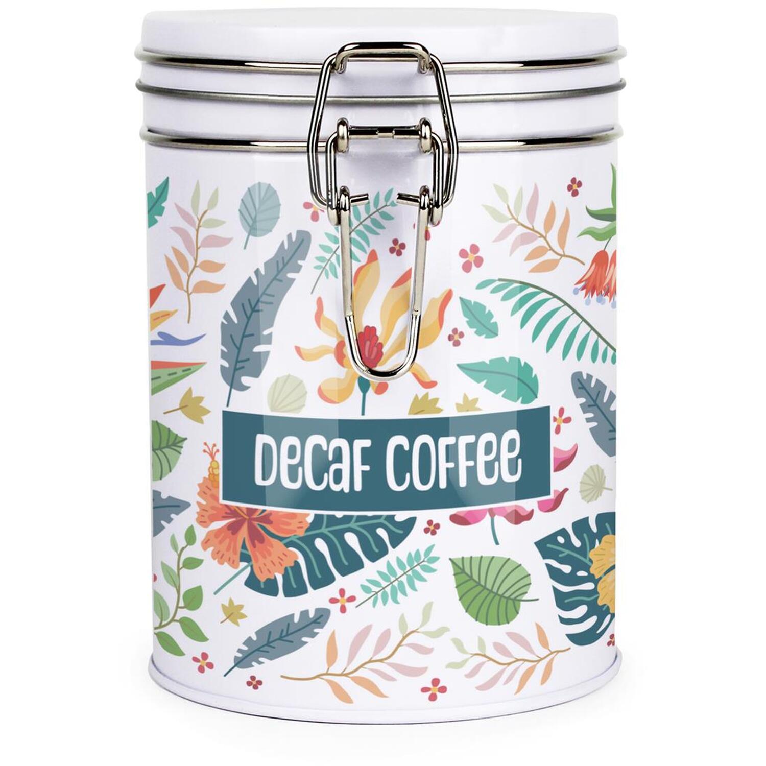 Purely Home Tropical Flowers Hot Drinks Canister - Decaf Coffee Storage Gift Tin - Image 2