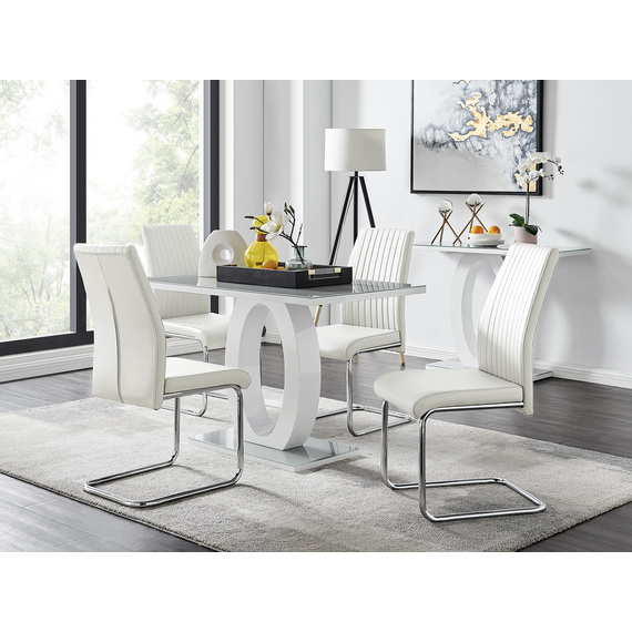 Giovani Grey Glass Dining Table With Four Lorenzo Chair Set