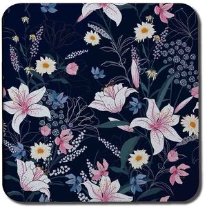 Tropical White  Pink Flowers Coaster