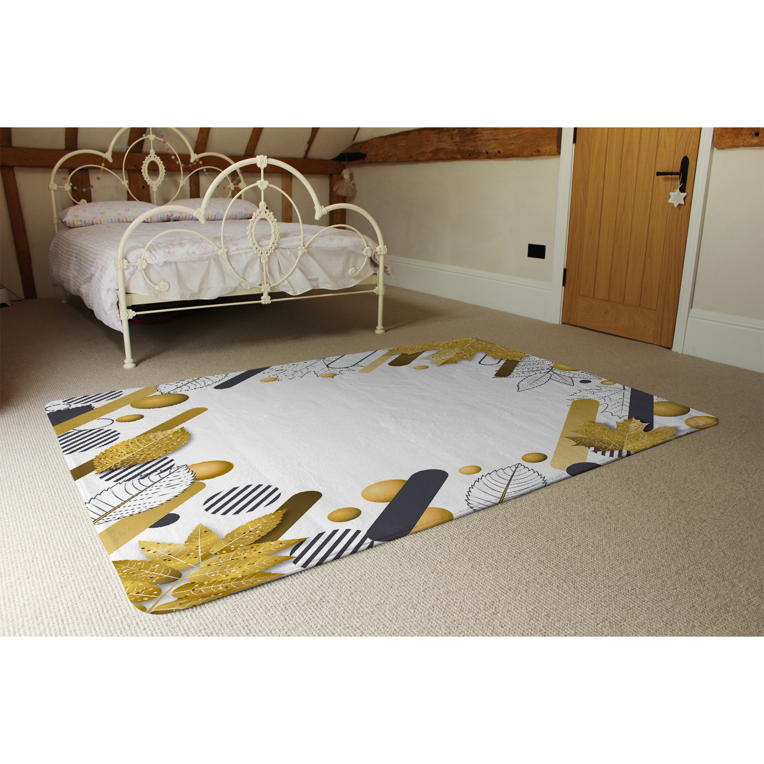 Geometric Pattern Rug - Gold thumbnail