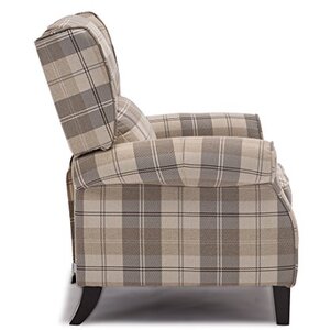 Beige Eaton Wing Back Fireside Check Fabric Recliner Armchair shot 2417049