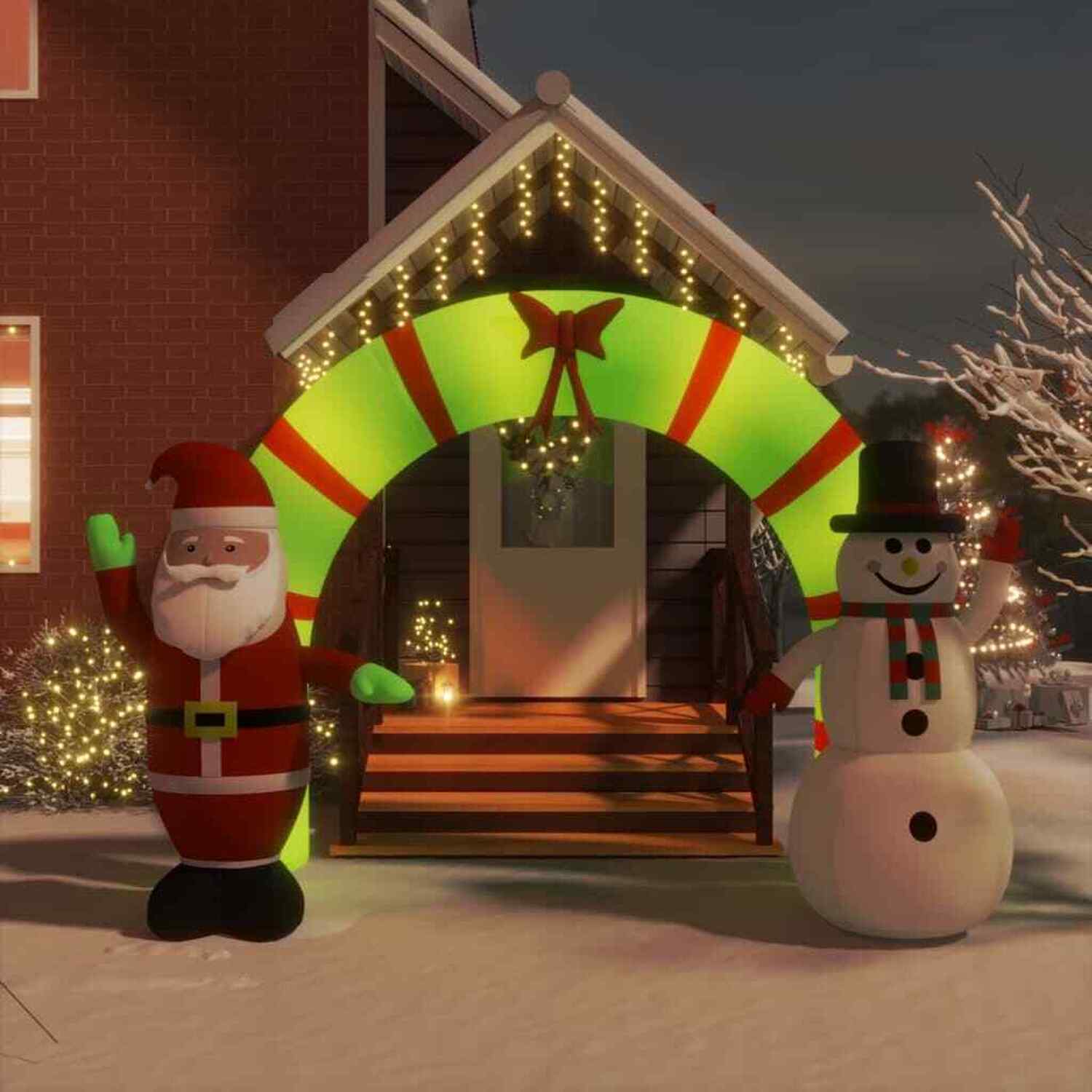 Image of 9ft Christmas Inflatable Arch Gate with LEDs - Multi-Coloured