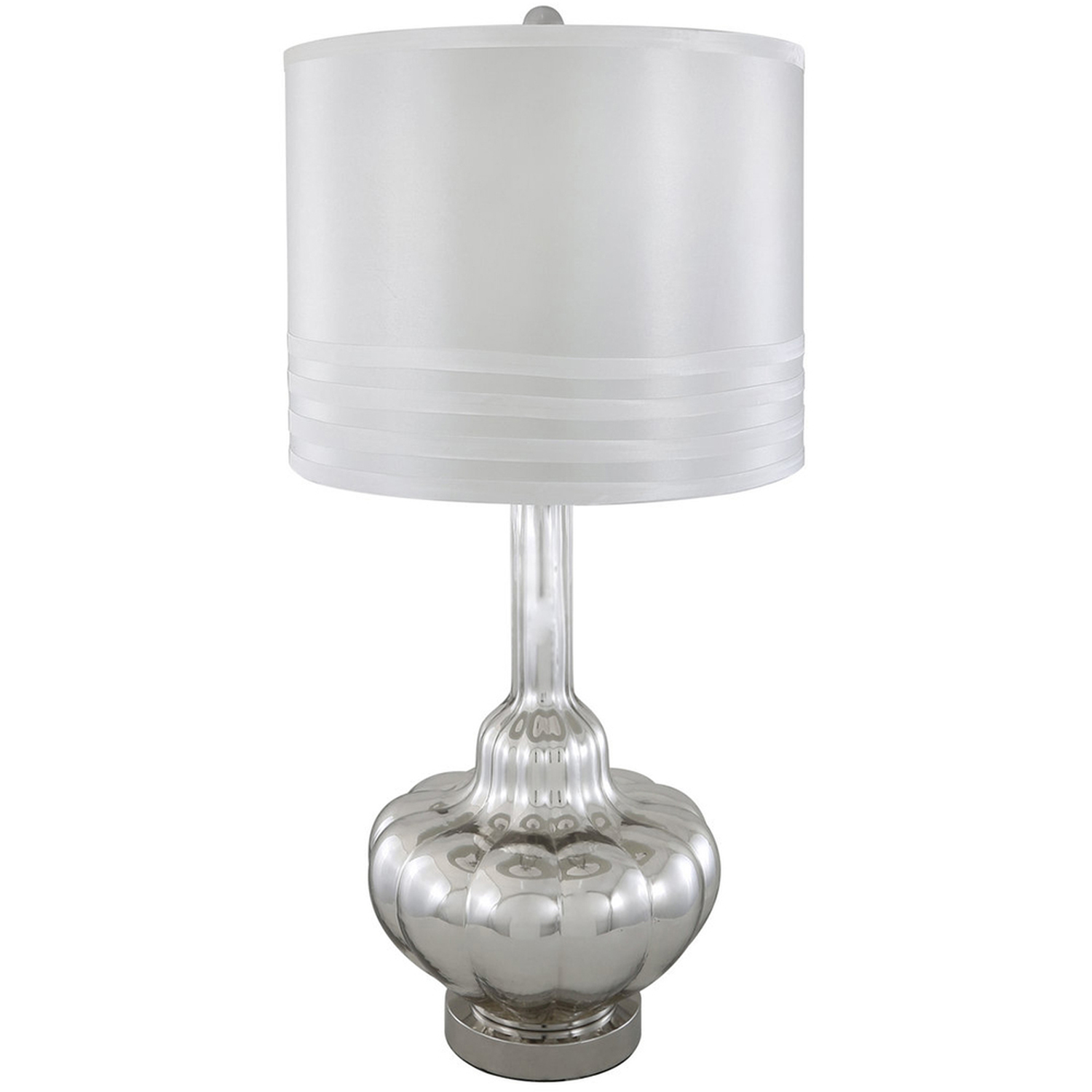 Vanity Living - Silver Glass White Table Lamp - White thumbnail