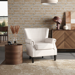 Deep Cushioned Armchair with Nailhead Trim
