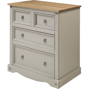 Corona Grey Wax Compact 2 Plus 2 Chest of Drawers Wooden Pine