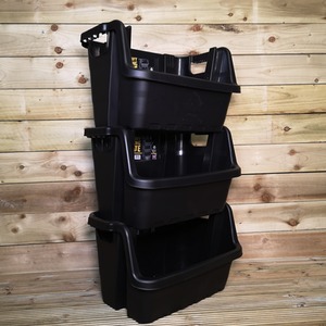 Pack of 3 - 59 x 41 x 36cm Heavy Duty Plastic Stackable Crates Pick Bins