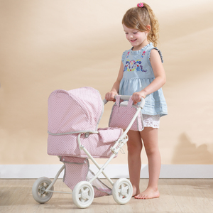 Olivia's Little World Buggy-Style Doll Pram, Pink-Grey