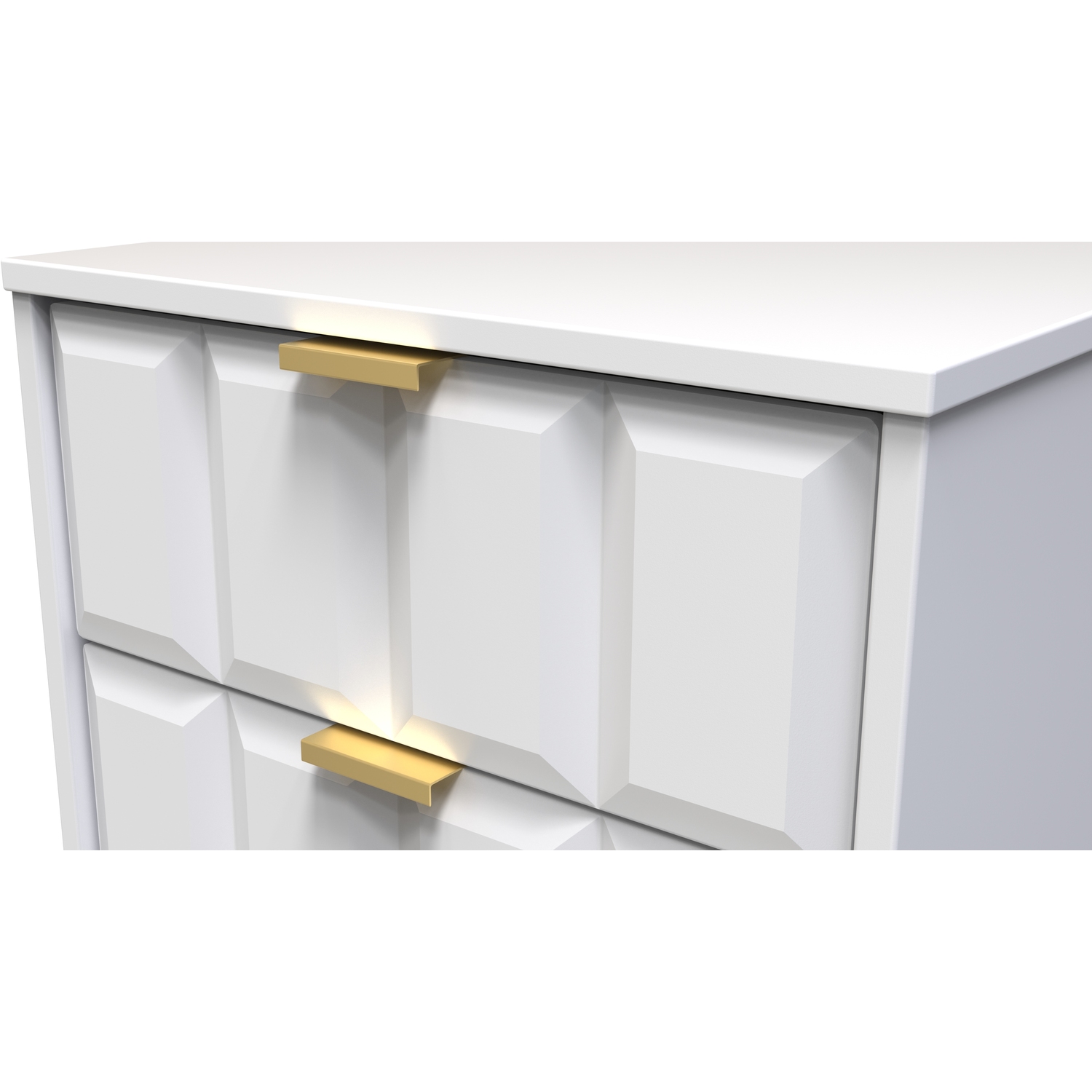 Cube Ready Assembled 2 Drawer Bedside Cabinet - White Matt