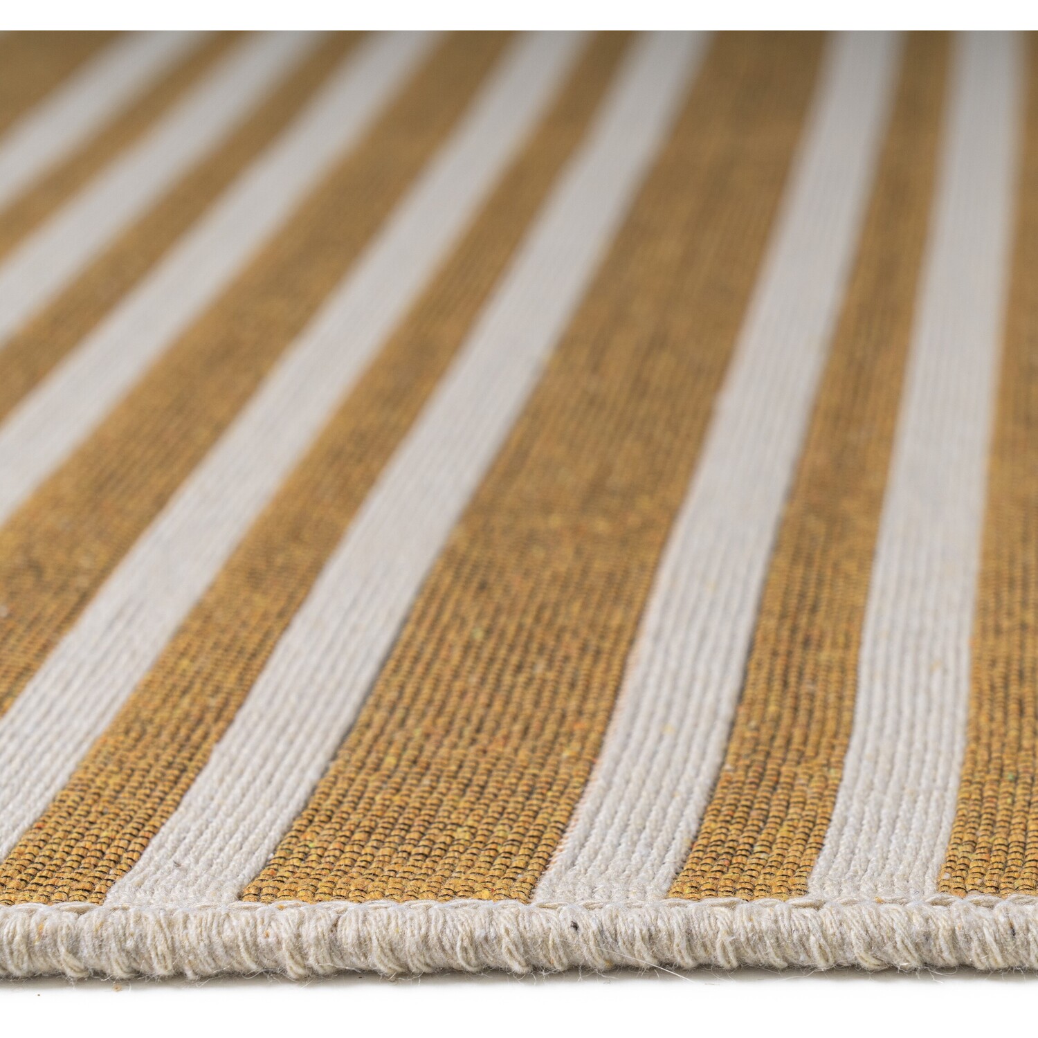 Gold Scandi Fringed Flatweave Area Rug - Azteca