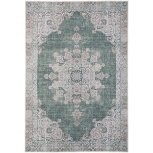 Green Vintage Washable Rug