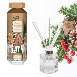 Christmas Reed Diffuser Cracker Happy Holidays Gingerbread Scent 100ml