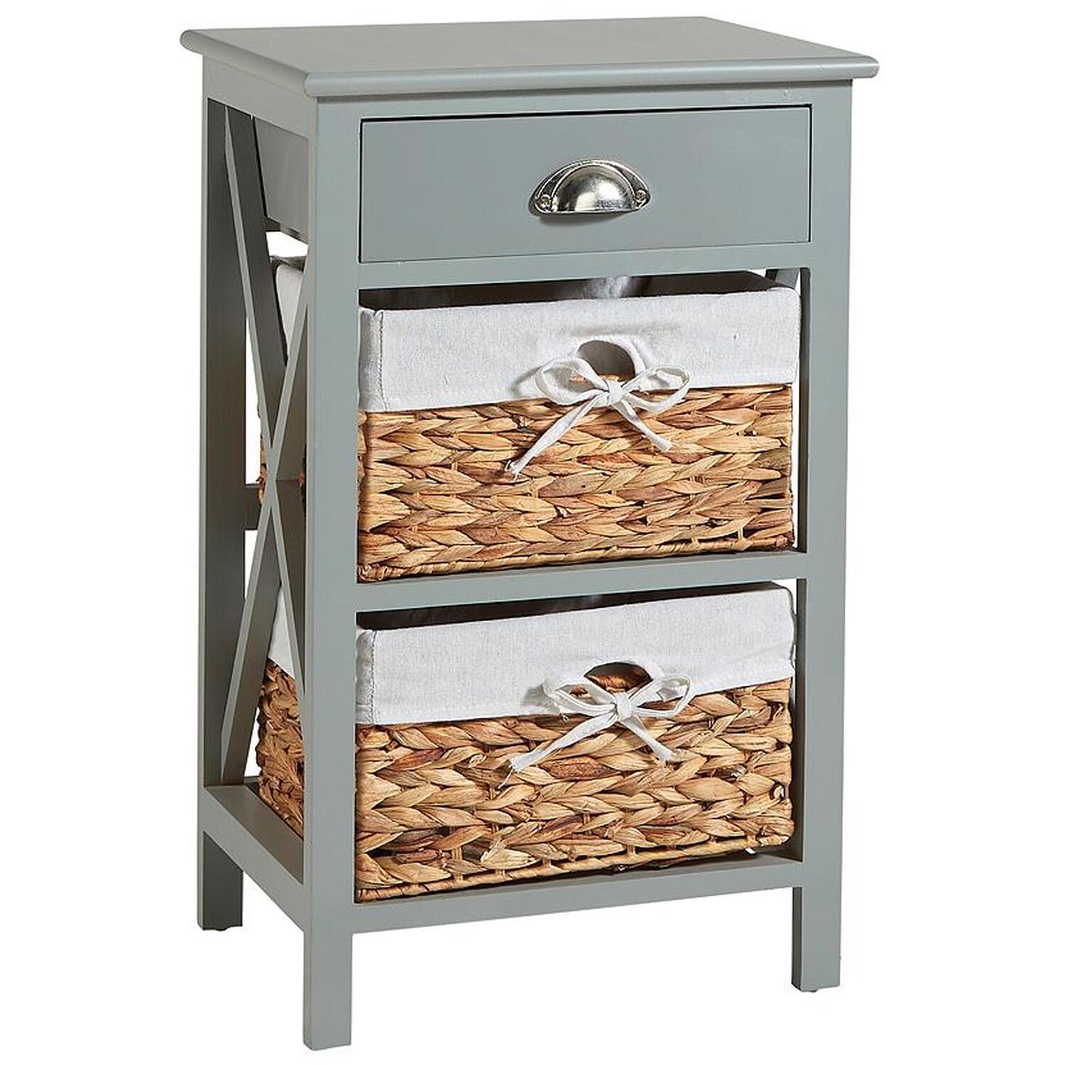 Home Source Dartmouth 2 Drawer Chest Storage Unit - Grey