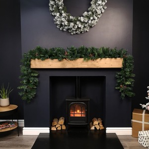 Green Christmas Garland with Pine Cones and Mixed Needles
