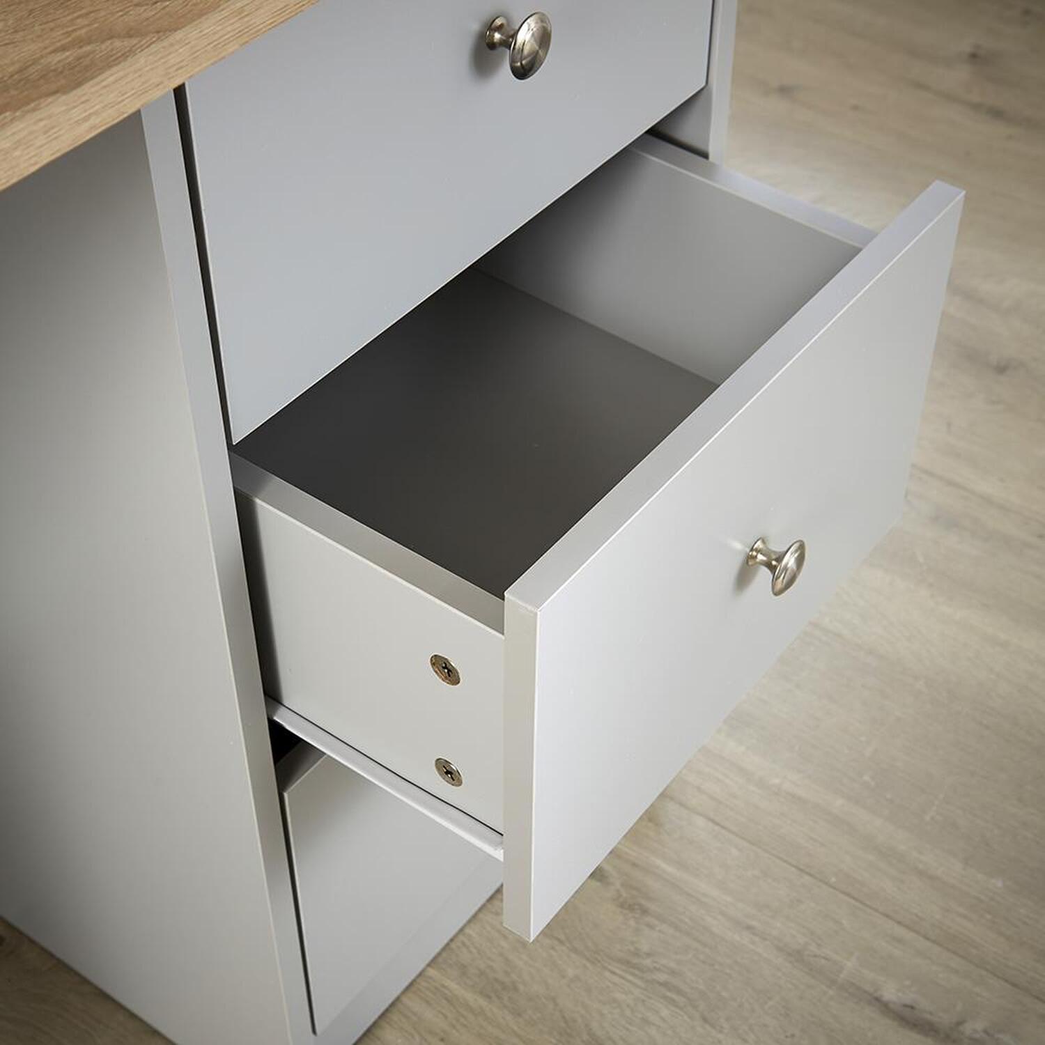 Home Source Camden 3 Drawer Computer Desk - Grey