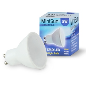 3 Pack GU10 White Thermal Plastic Spotlight LED 5W 3000K 450lm Light Bulb