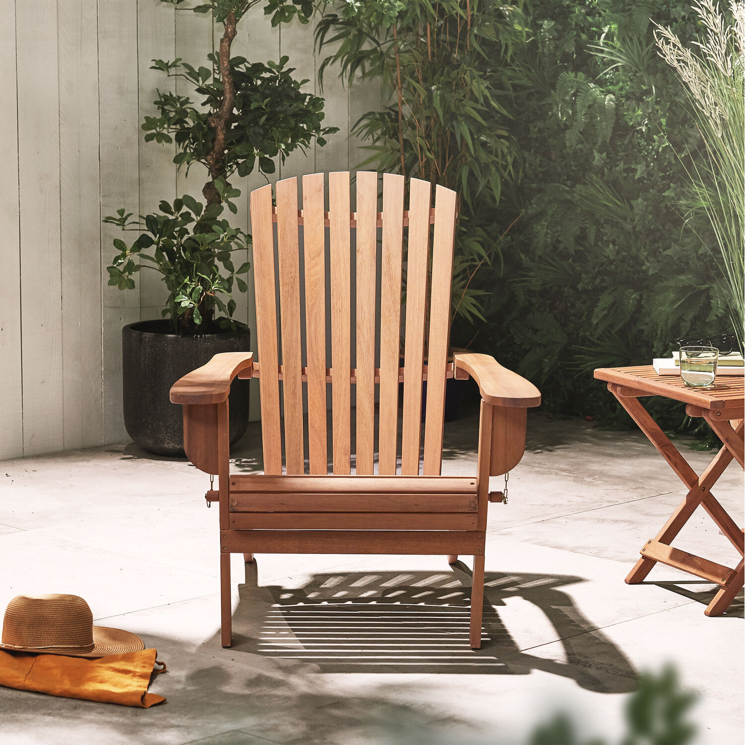 Folding Adirondack Garden Chair With Oiled Finish - Natural 1