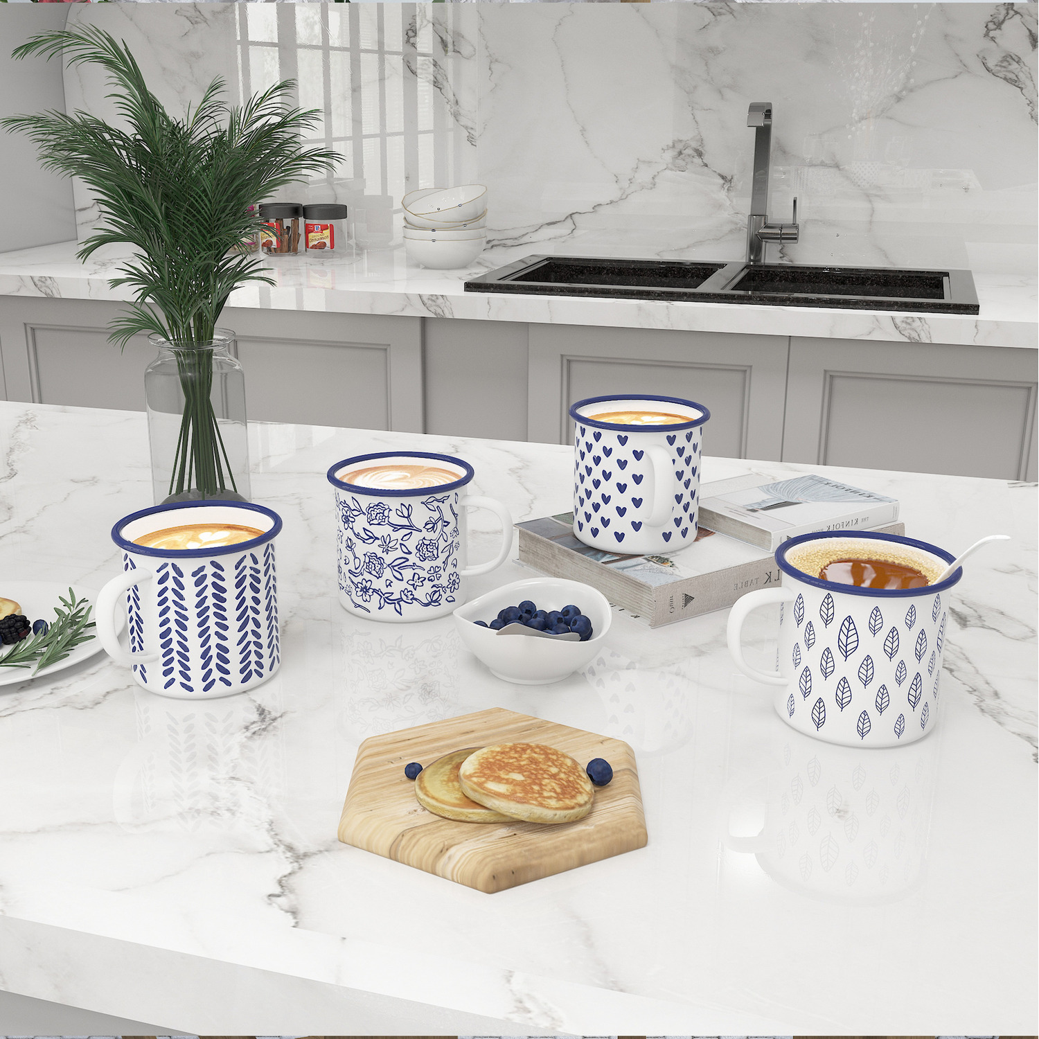 Image of Set of 4 Enamel Mug Coffee&hellip;