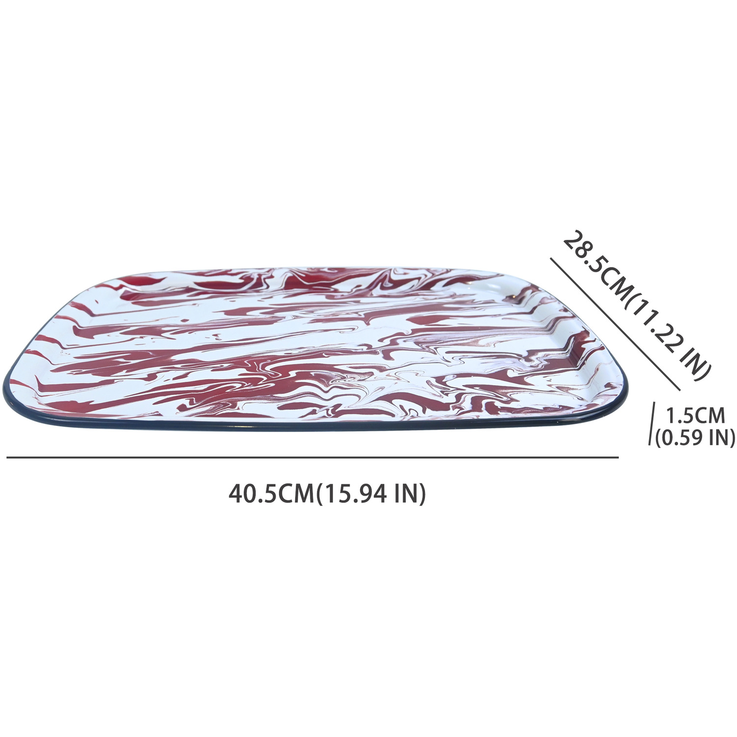 Decorative Enamel Serving Tray - Red