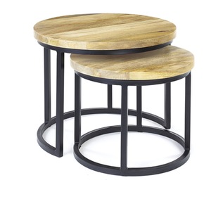 Wooden Metal Round Nest Of Two 2 Tables