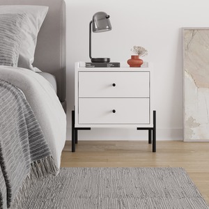 Malta Bedside Table 2 Drawers with Metal Legs