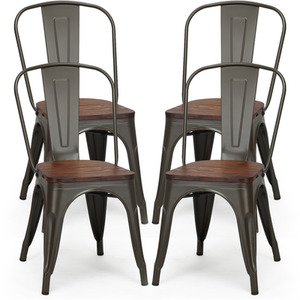 Set of 4 Dining Chair Metal Frame Bistro Chair