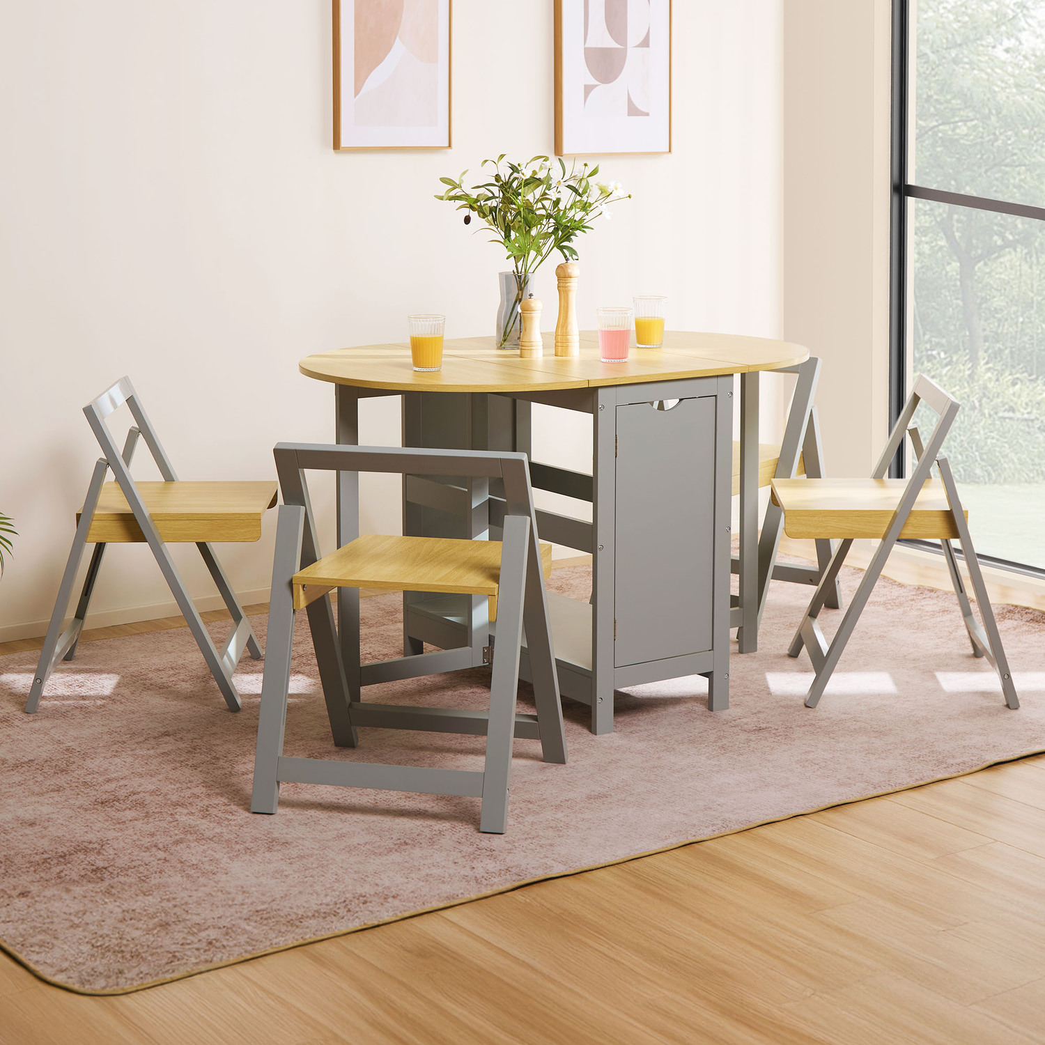 Folding Dining Table and Chair Set