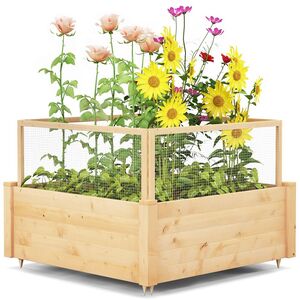 Elevated Planter Box Raised Garden Bed with Fence