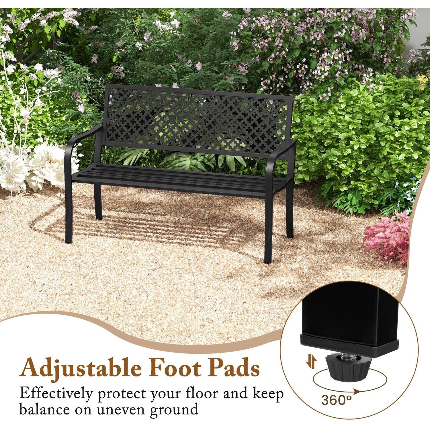 Garden Bench Loveseat Park Bench - Black