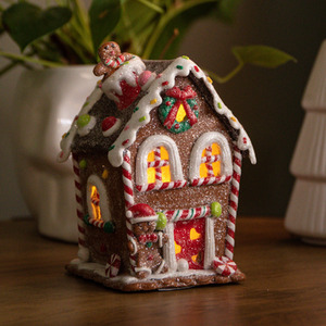 Battery Operated Light up Gingerbread Candy Cottage with LEDs