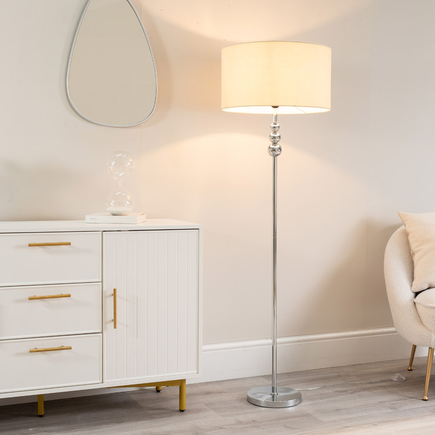 Image of Marissa Chrome Floor Lamp with Fabric&hellip;