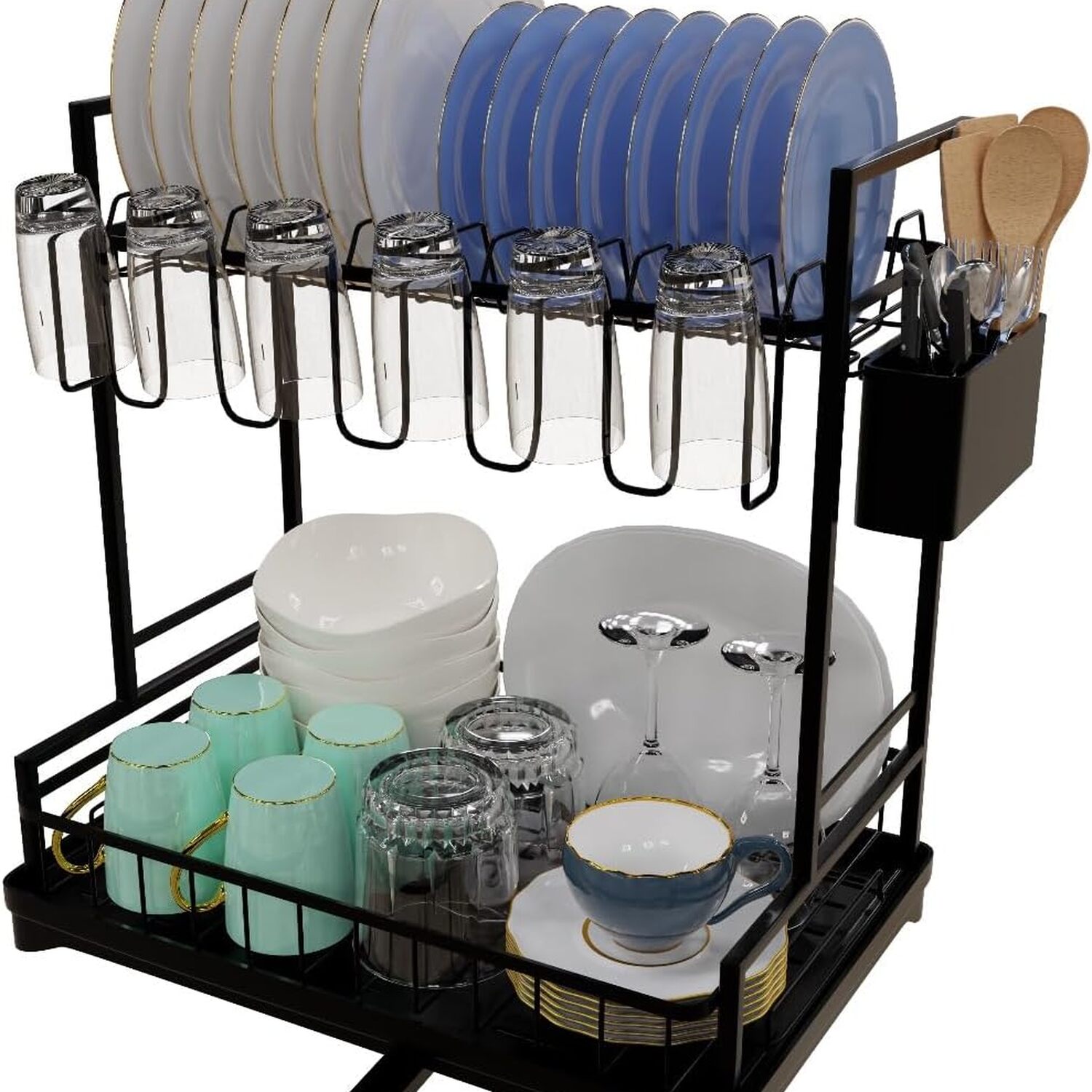 Image of 2-Tier Dish Drainer Dish Drying Rack&hellip;