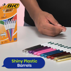 BIC 4 Colours Shine Ballpoint Pens Box of 12 Retractable Ink