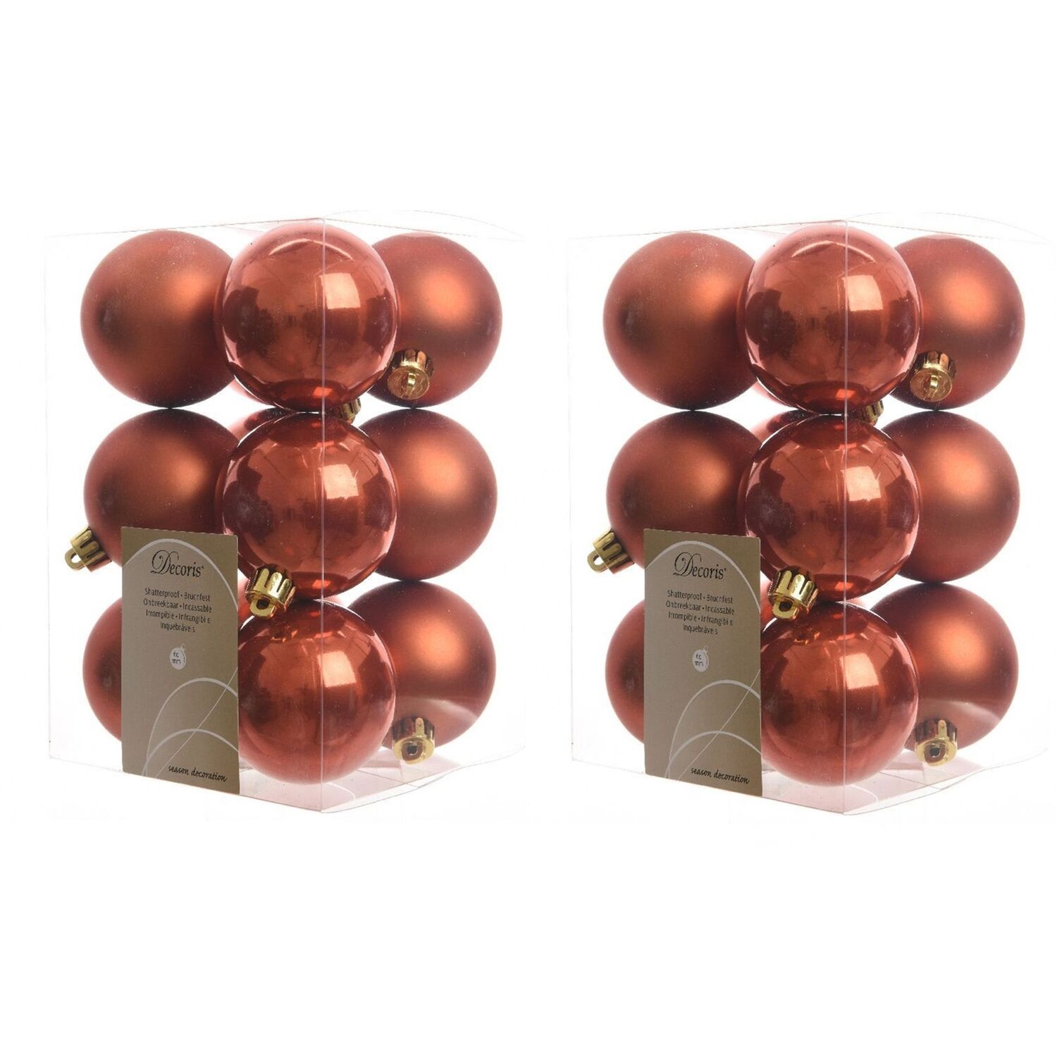 Red Color 3 Different Designs Christmas Bauble Pack Of 12