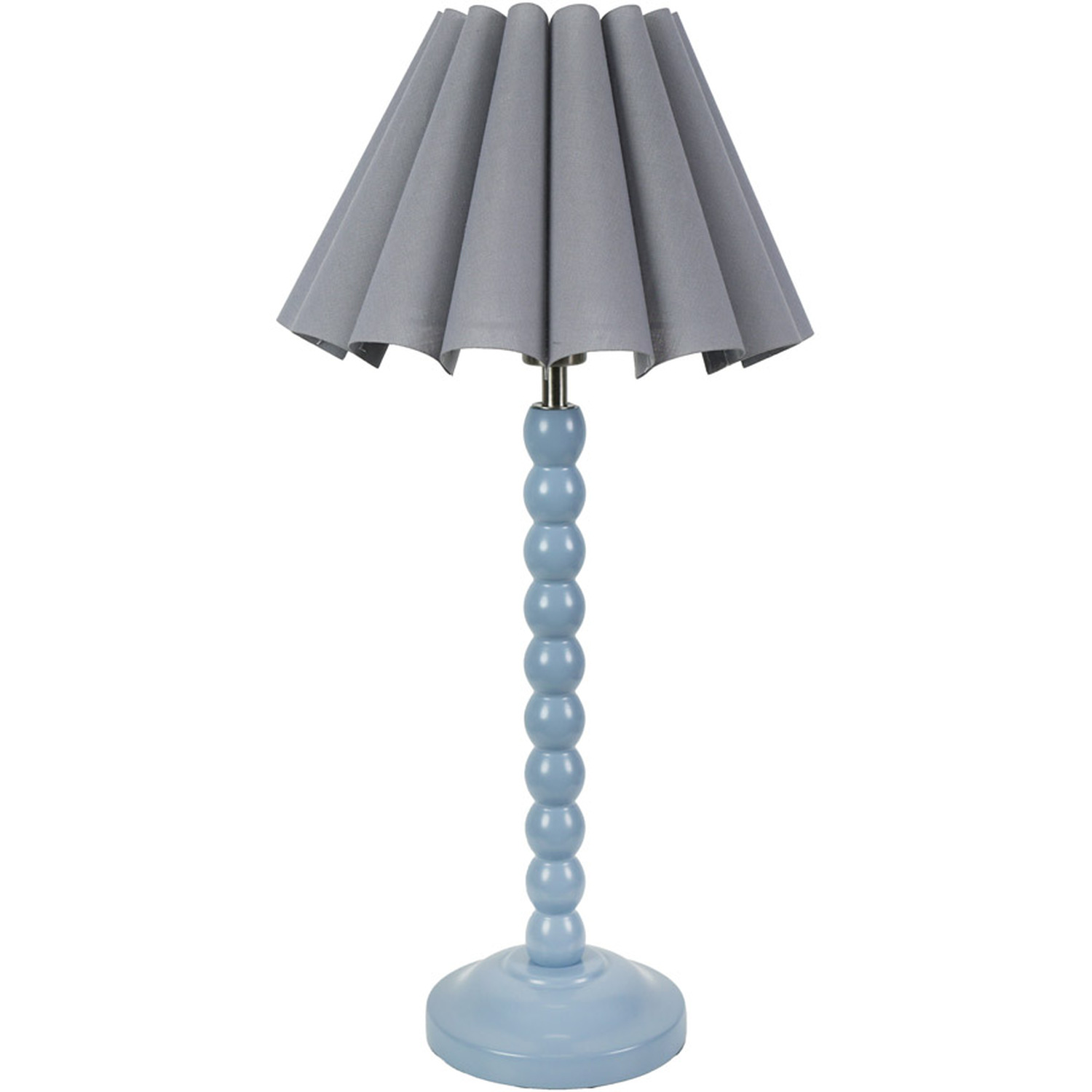 Bobbins Powder Blue Table Lamp with Scallop Tapered Lamp Shade - Grey / Bulb Included