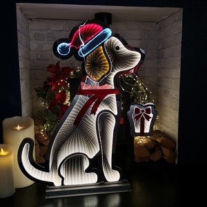Infinity Light up Standing Dog Christmas Decoration with LEDs