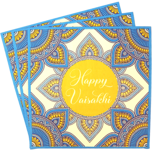 Happy Vaisakhi Party Napkins Blue Yellow