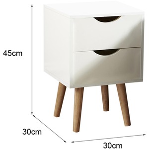 White Home Source Boden 2 Drawer Bedside Table Bedroom Storage Unit shot 7271991