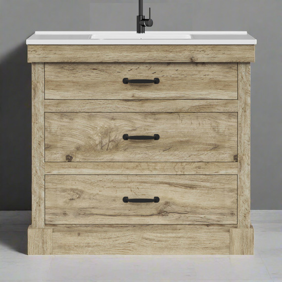 Donovan Bathroom Vanity with Storage Drawers Light Oak