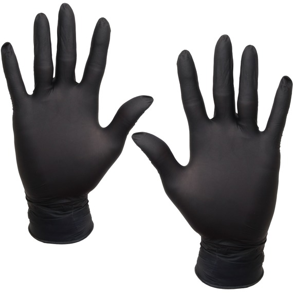 Black Disposable Nitrile Gloves Pack of 2 (100 Pcs Each) Powder and Latex Free