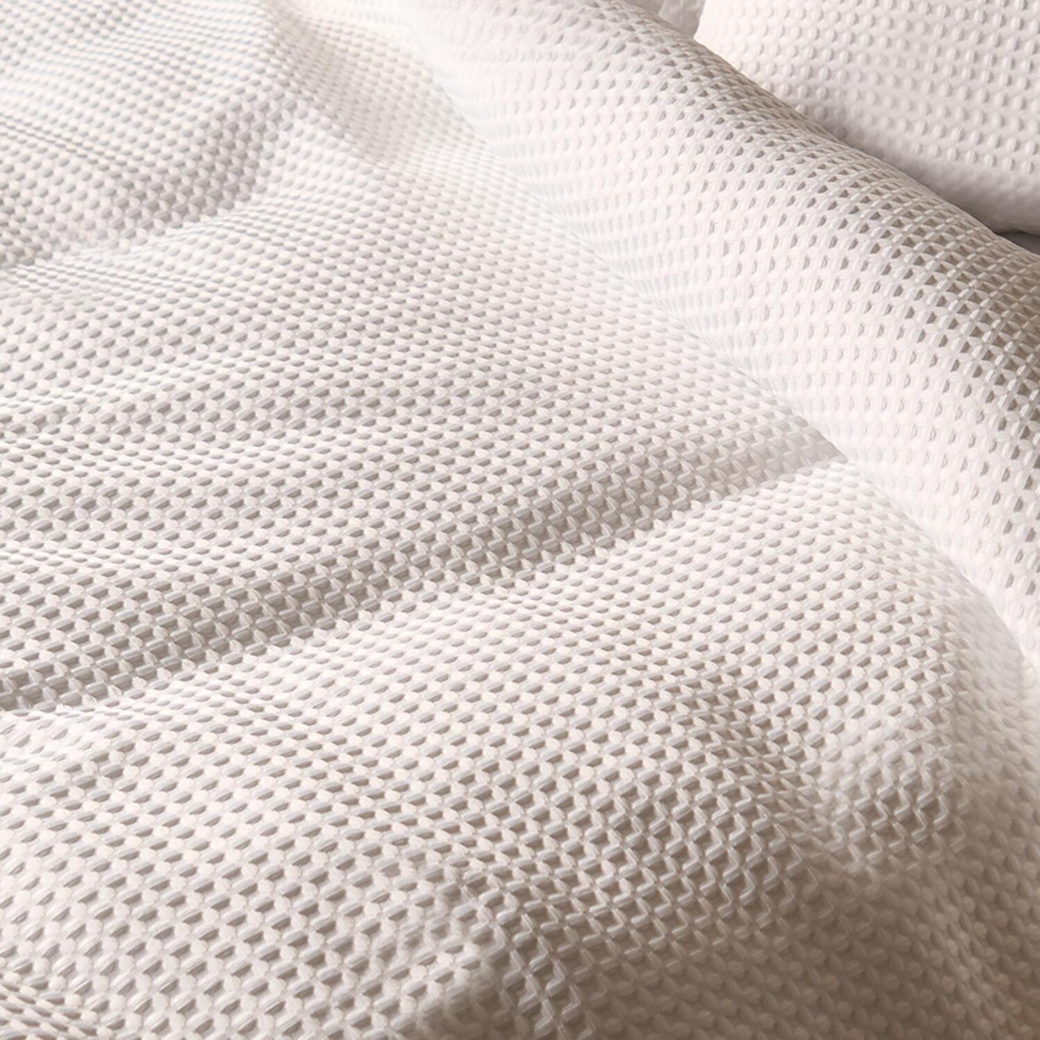 Waffle Texture Duvet Cover Set - White Superking