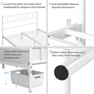 White / King Metal Bed Frame with Curved Design shot 7594721